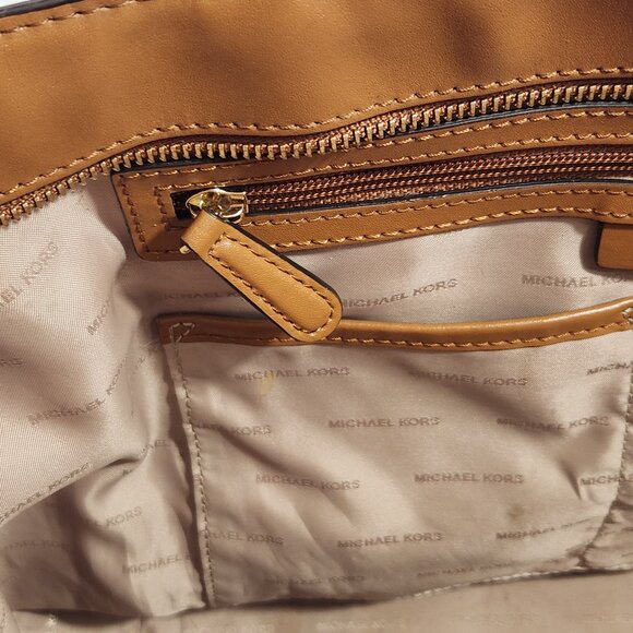 Michael Kors Whitney Large Tote Bag Brown Signature Print Tan Leather Accents - Picture 11 of 16